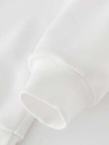 SHEIN 1 件年轻男孩时尚休闲笑脸格子字母印花羊毛圆领运动衫，秋冬 - 白色 - 查看 5