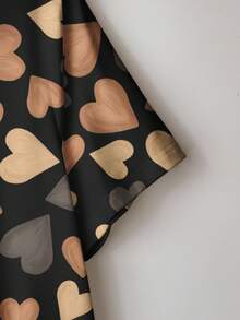 EMERY ROSE Casual Minimalist All-Over Print Plus Size Summer T-Shirt Suitable For Going Out - Multicolor - View 4