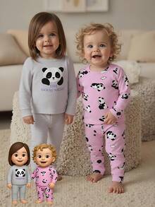 4pcs Baby Girls Pajamas Snug Fit - Pink - View 1