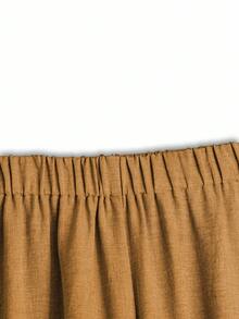 EMERY ROSE Áo thun tay ngắn màu trơn đơn giản và quần ống rộng, thích hợp mặc hàng ngày - trái cam - Xem 4