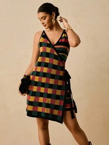 Travachic 加大码女式无袖裹身蝴蝶结领带毛衣裙女士秋季服装，秋季服装圣诞节万圣节，新年服装，黑色连衣裙红色连衣裙，女士毛衣裙加大码毛衣圣诞毛衣套头女式，冬季连衣裙女士休闲裙婚礼派对裙派对裙感恩节服装女士圣诞裙 - 彩色 - 查看 8