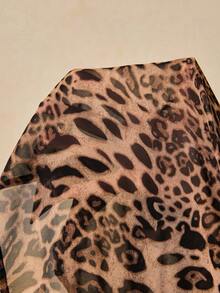 Travachic Plus Size Women Chiffon Floral Print Long Sleeve Blouse, Leopard Print Ruffle Hem Shirt,Fall Clothes For Women - Multicolor - View 9