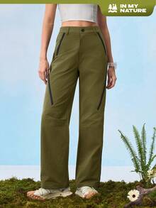 In My Nature Women's Casual Solid Color Straight Leg Hiking Pants - Khaki - View 5
