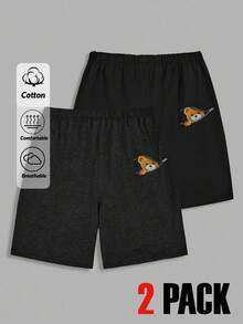 RueChic Men Cottonline 2pcs Multi Pack Bear Printed Regular Shorts - Multicolor - View 1