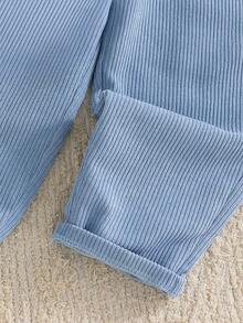 Blossori Young Girls' French Elegant Woven Black Shirt/Khaki Pants Set, Spring/Summer - Mint Blue - View 6