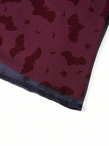 Ellevyn Halloween Bat Print Skirt, Comfortable And Easy To Wear,Halloween ,Brown   Burgundy - Multicolor - View 5