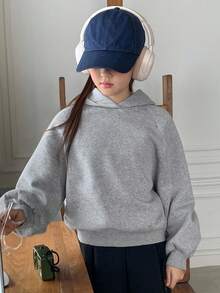 Dazy Kids Sudadera con capucha de forro polar de unicolor para niñas preadolescentes, otoño e invierno