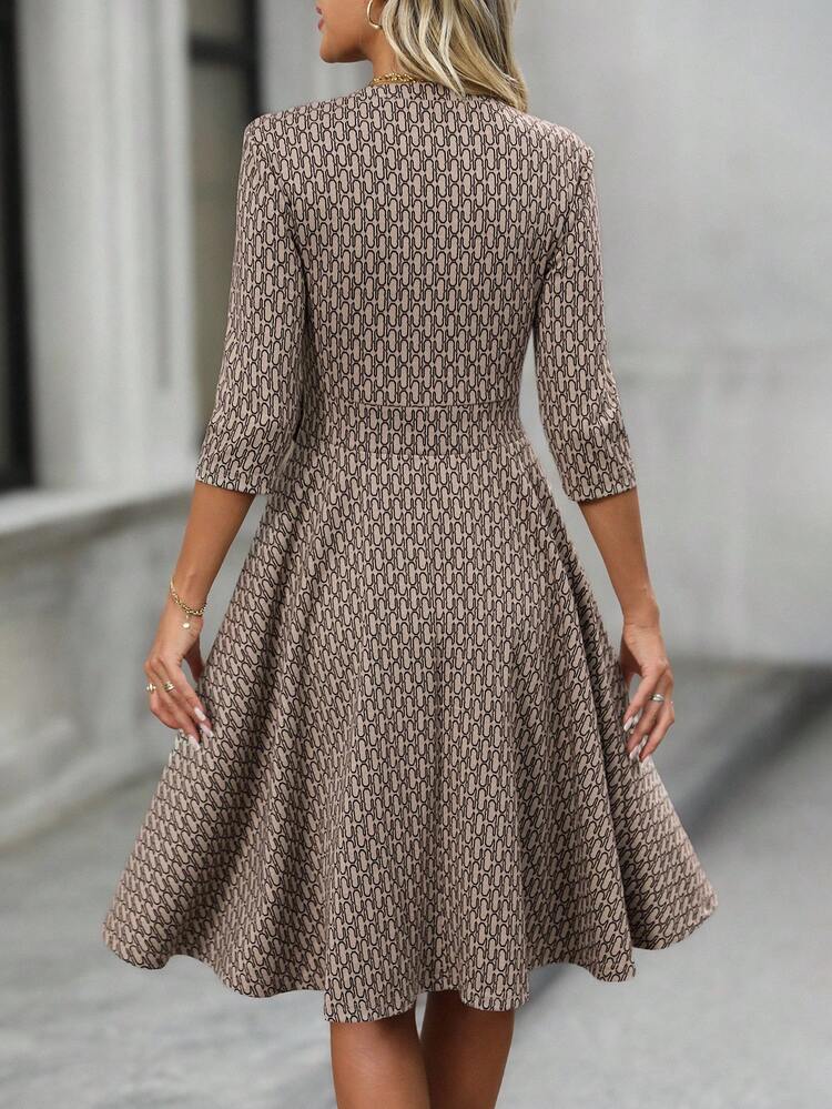 Women's Fall Elegant Commuter V-Neck Sleeveless High Waist Knee-Length Dress, Classic Party Dress For Wedding Guest Dress, Chic Dress, Elegant Evening Dress