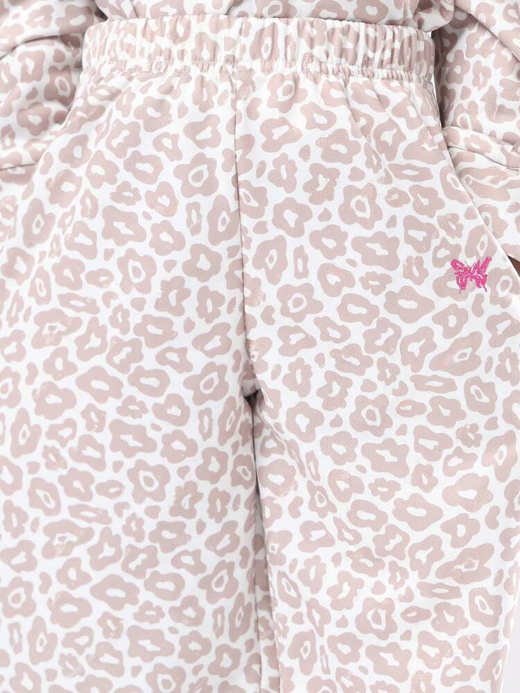 Felpa e jogger con stampa leopardata e dettaglio farfalla