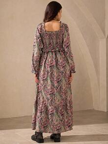 Wildy Bohemian Western Romantic Long Country Vacation Dress Paisley Maxi Dress Maxi Dress For Women Floral Maxi Dress Long Sleeve Maxi Dress Bohemian Maxi Dress - Multicolor - View 6