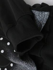 ROMWE MEN Goth Men's Fine Dotted Print 2 In 1 Black Hoodie, Suitable For Everyday Wear In Autumn/Winter - Black - View 6
