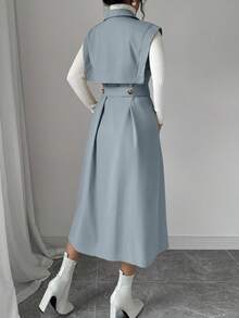 Chiquease 2pcs Detachable Reversible Windbreaker Jacket Set - Dusty Blue - View 2