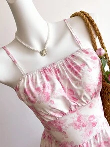 Sweetra Young Váy họa tiết hoa cho bé gái tuổi teen, thoải mái và thời trang cho mùa hè, thiết yếu cho những cô gái xinh đẹp và ngọt ngào - Hồng - Xem 3