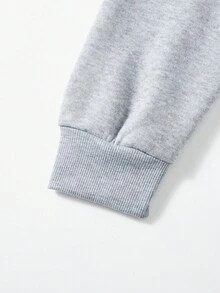 Light Grey Hooded Embroidered Knight Jacket For Teenage Boys, Minimalist Light Grey Tone With Refined Knight Embroidery Accent, Loose Fit Suitable For Campus, Daily, And Street Wear, Youthful And Fall Winter