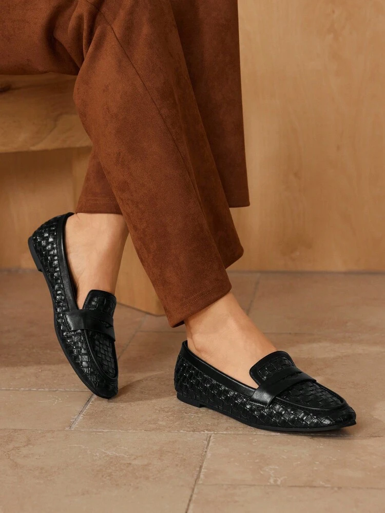WOMEN'S RETRO LOAFERS SLIP-ON CASUAL COMFORTABLE SIMPLE ELEGANT SQUARE TOE FLAT SHOES, AUTUMN/WINTER