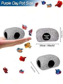 水族箱隐藏岩洞，斗鱼缸配件隐藏处装饰，斗鱼玩具隧道鱼洞，玻璃容器配件，适用于：水生宠物的繁殖、玩耍和休息 - 彩色 - 查看 17