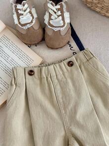 SHEIN LMoss Kids 女婴卡其色宽松哈伦裤 - 卡其色 - 查看 6