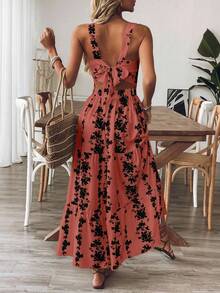 EMERY ROSE 女式蓝白印花束腰休闲度假通勤无袖连衣裙 - 彩色 - 查看 2