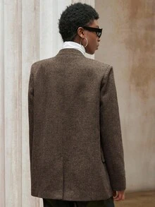 Aveloria Modichic V-Neck Minimalist Herringbone Sleeveless Blazer, Commuting Chic - Multicolor - View 4