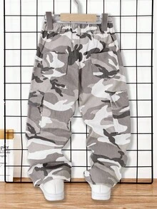 SHEIN 男童休闲直筒迷彩牛仔裤 - 淺灰色 - 查看 2