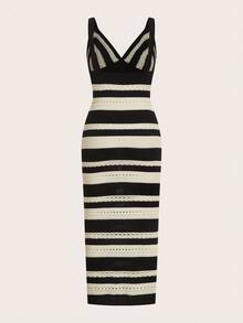 SHEIN PETITE Large Size Spring And Autumn Holiday Crochet Long Sweater Dress - Multicolor - View 2