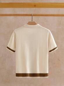 EASEVO Plus Size Men's Contrast Color Short Sleeve Front Button Casual Cardigan, For Fall, Winter