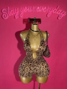 Slaydiva 2025秋冬新款性感优雅夜店连体裤-豹纹 - 彩色 - 查看 3