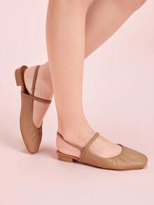 CUCCOO DOLLMOD Aprikot süße niedliche Mary Jane Preppy Stil rückenfreie Ballerinas