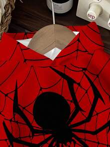 Baby Boys Casual Minimalist Autumn New Spider Cute Cartoon Sports Style Loose Comfortable Soft Knit Hooded Pullover Sweatshirt, Suitable For Autumn/Winter - Multicolor - View 4