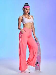 SHEIN Sovereign Charm Women's Fashionable Pink Yoga/Outdoor Sports Pants With Phone Pocket - Pink - View 1