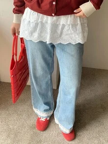 Dazy Plus 双层系带多层休闲白色百褶迷你裙秋季半身裙