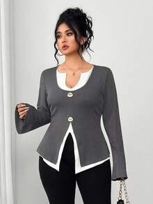 SHEIN Elenzya Halloween Plus Size T-Shirts Fall Cloth For Women - Grey - View 6