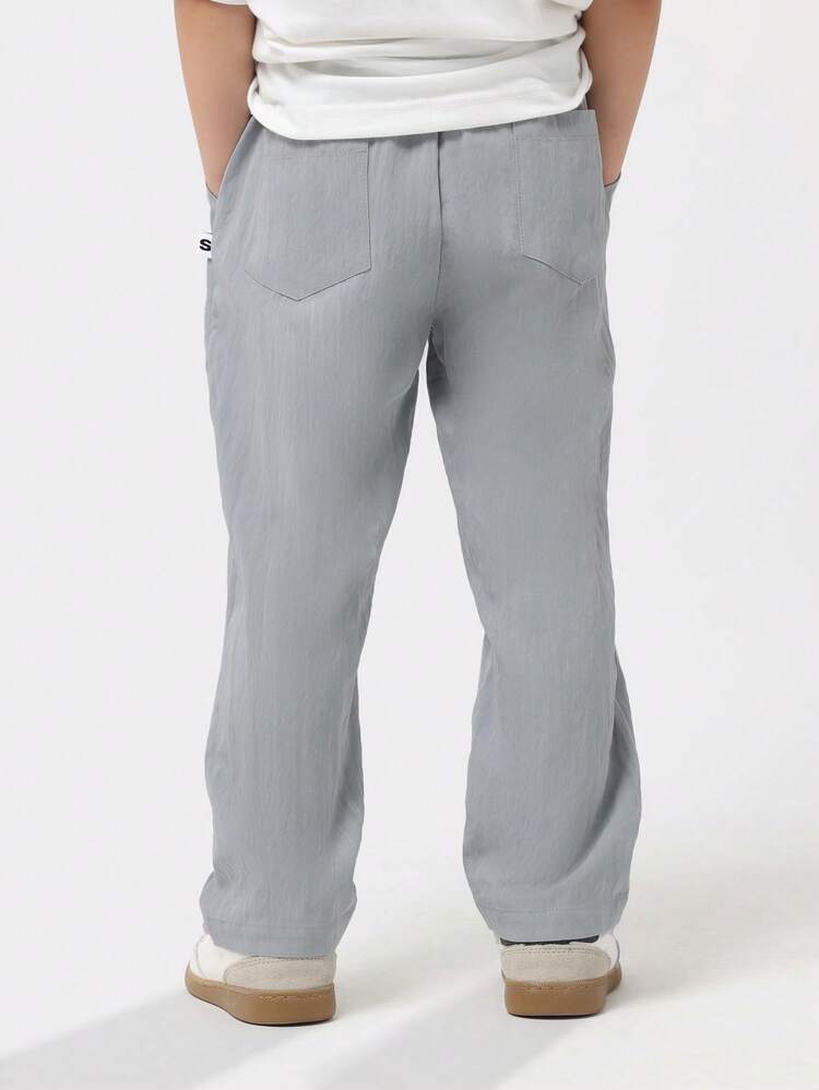 Light Grey Wide Leg Pants With Side Pockets