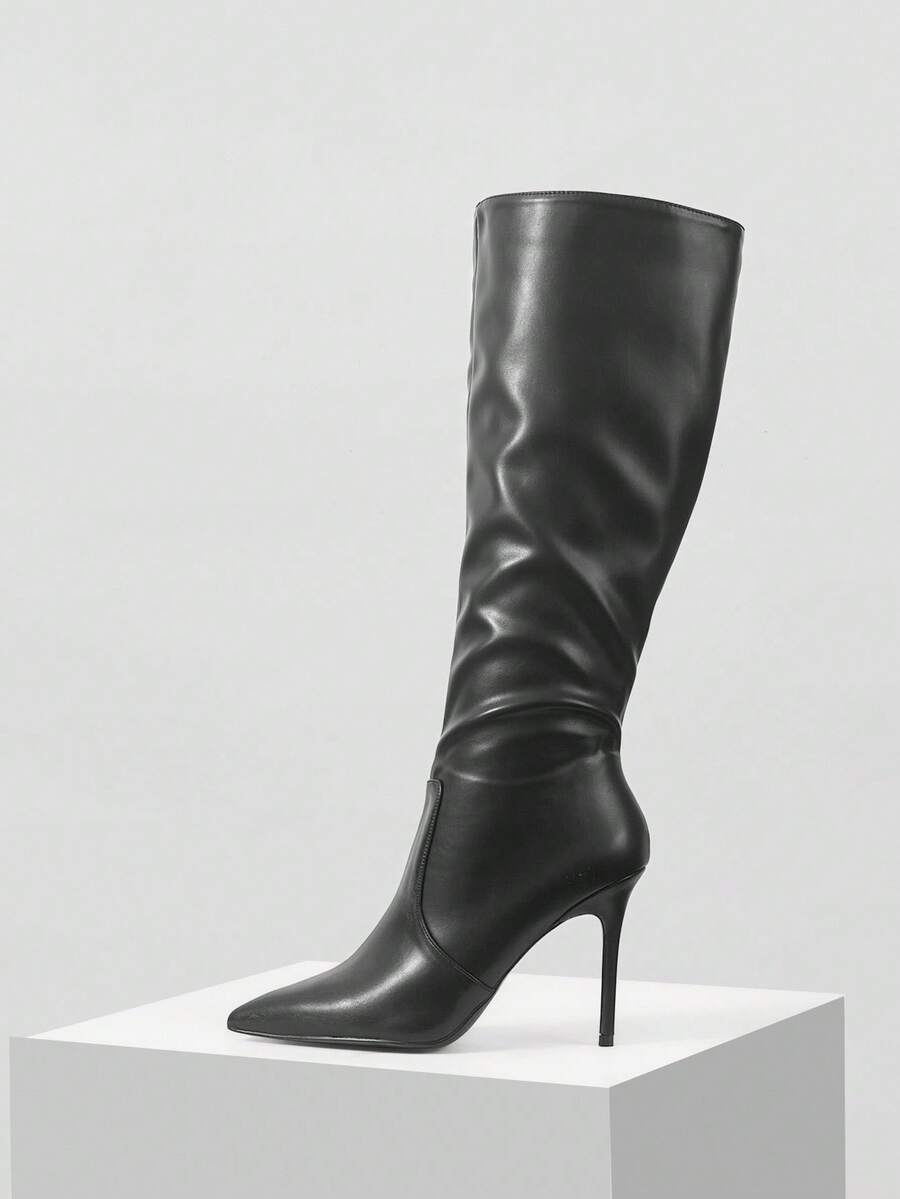 MOTF GIÀY BỐT CAO GÓT DA THỜI TRANG NỮ, GỢI CẢM & SANG TRỌNG, MÙA THU/ĐÔNG - màu đen - Xem 2