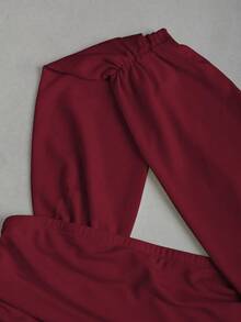 Sweetra 女士斜肩修身抹胸连衣裙 - 紅木色 - 查看 5