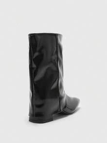 CUCCOO BIZCHIC Women's Square Toe Fashion High Heel Boots For Daily Wear - Black - View 8