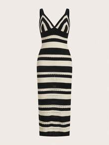 SHEIN PETITE Large Size Spring And Autumn Holiday Crochet Long Sweater Dress - Multicolor - View 7