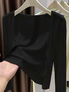 INAWLY Women's Casual Solid Color Romantic Long Sleeve Cardigan Fall Winter Cloth For Women - Black - View 2
