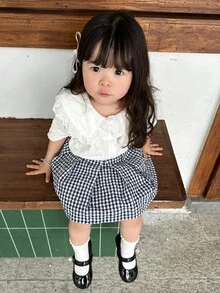 DAZY Toddler Girls' Casual Cute Summer Short Sleeve Blouse - White - View 1