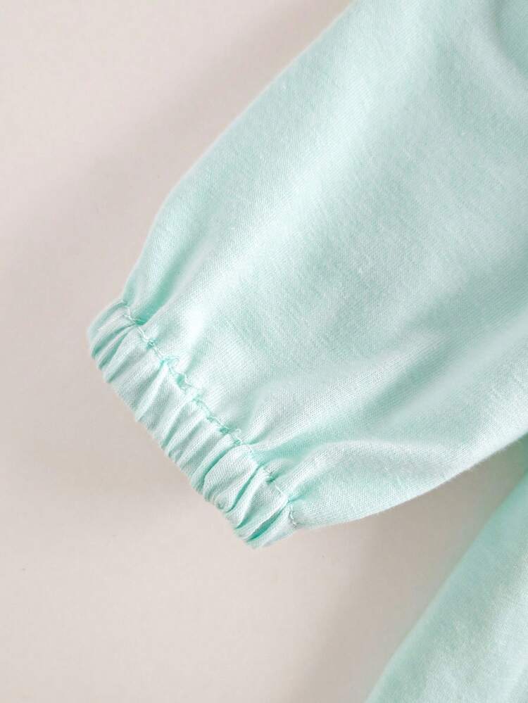 4 件套新生儿服装套装 - 可爱彼得潘领白色蕾丝连体衣、帽子、襁褓毯、手套 - 淺藍色 - 查看 4