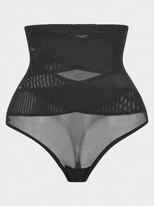 SHEIN 1 Quần định hình màu trơn co giãn eo cho nữ - màu đen - Xem 1