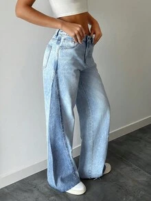 Siren Gaze 女式简约纯色休闲牛仔裤 - 淺色水洗藍 - 查看 3