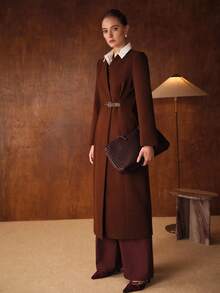 MOTF PREMIUM Áo khoác ngoài nhún bèo Slim Fit - màu nâu - Xem 5