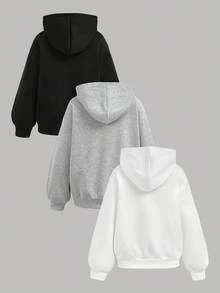 SHEIN Girlism Bộ 3 món áo nỉ mềm mại, thoải mái, in hình trái tim, dành cho nữ tuổi teen, thích hợp cho mùa đông và thu. - Nhiều màu - Xem 2