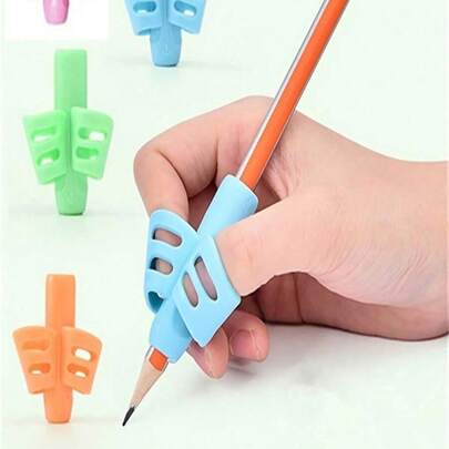 Dụng cụ chỉnh tư thế viết với 2 khe ngón tay, chất liệu cao su mềm, dụng cụ hỗ trợ cầm bút, đồ dùng học tập cho học sinh, dụng cụ hỗ trợ viết khi trở lại trường.