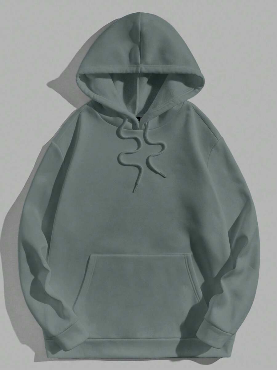 EURMUSE sweat-shirt à capuche décontracté en coton pour hommes avec cordon de serrage et poche avant unie - Vert menthe - Voir 1