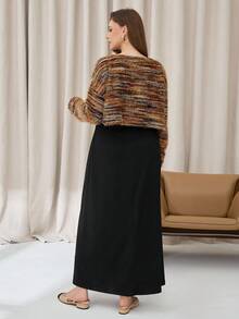 Auralis 大码女装秋冬两件套、连衣裙套装、休闲女装、毛衣长裙套装、休闲女装 - 黑與白 - 查看 2