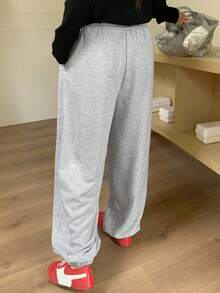 Dazy Plus Elastic Waist Loose Leg Hem Drawstring Plus Size Women Street Style Sweatpants Fall Women Joggers