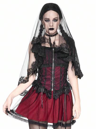 Grunge Punk 1pc Dark Gothic Vintage French Lace Veil