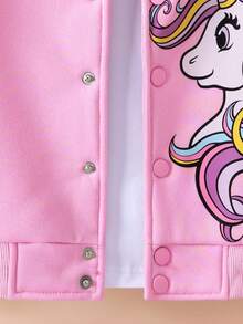 Elladie kids 女童独角兽扎染印花连帽棒球夹克 秋冬独角兽服装夹克 带帽夹克 女童连帽衫 女童卡通夹克 - 粉色 - 查看 7